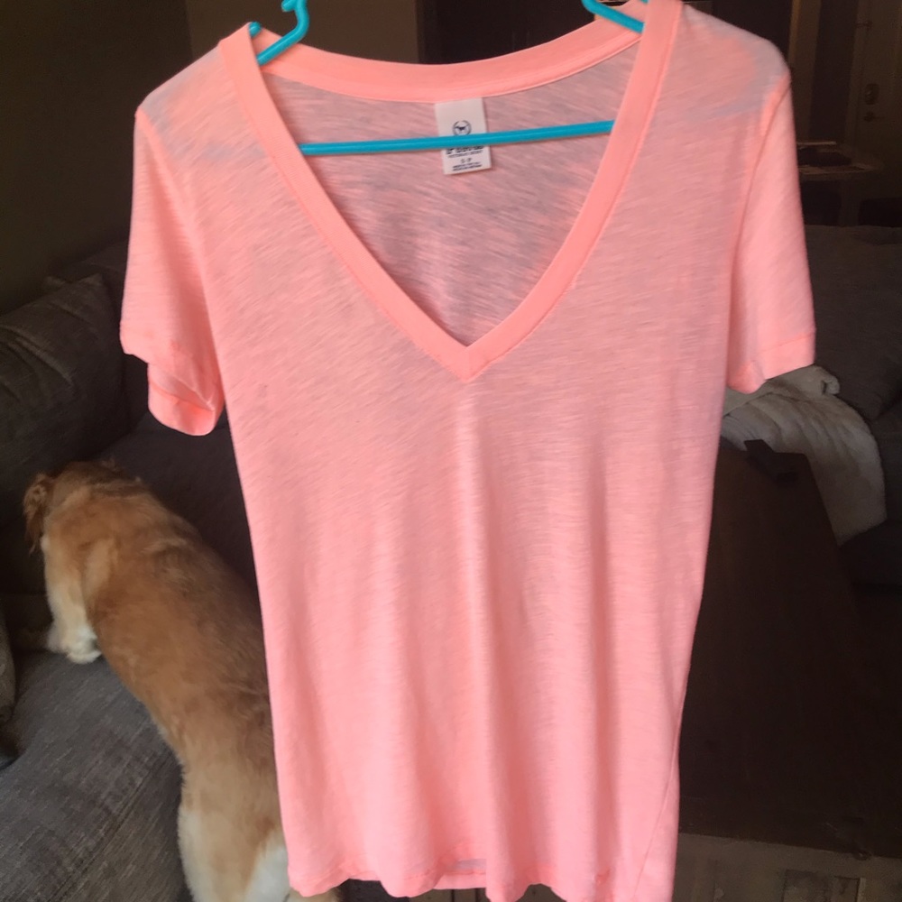 Light Neon Orange V-neck Tee